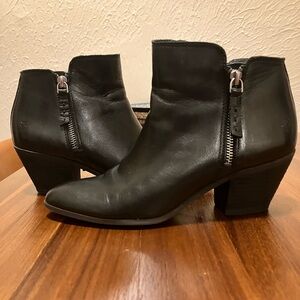 Frye Judith Black Leather Ankle Booties